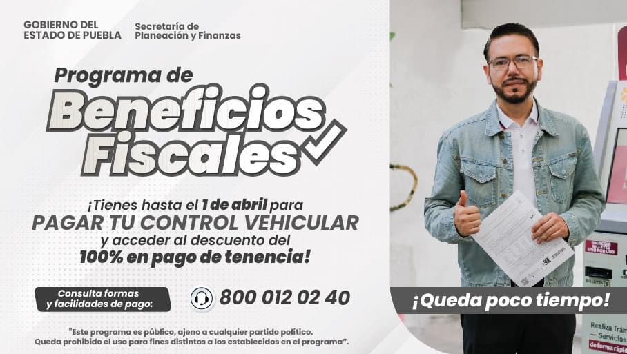 Por concluir periodo para pago de Control Vehicular en Puebla